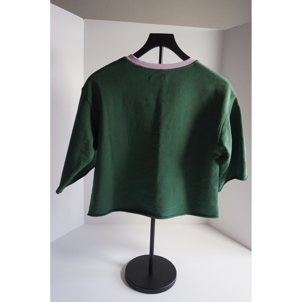 Anthropologie 85 Chicago Cropped Sweatshirt Green Lilac Graphic S - Picture 2 of 14
